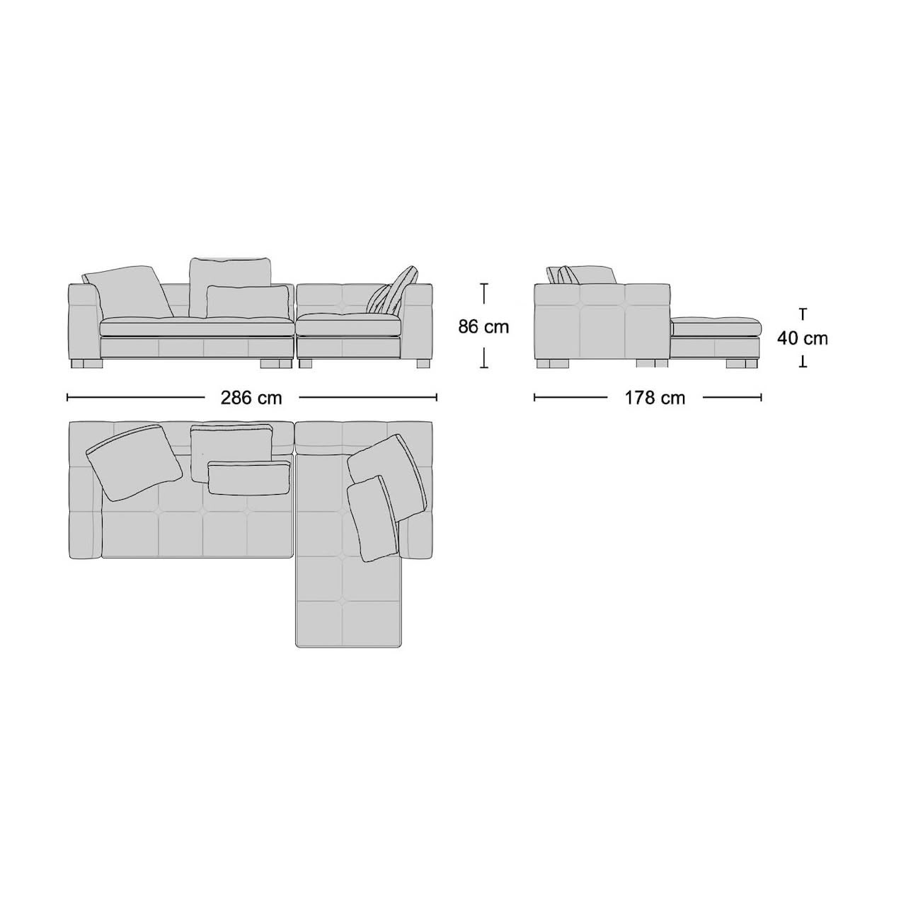 Portman 3-Seater Sofa with Chaise