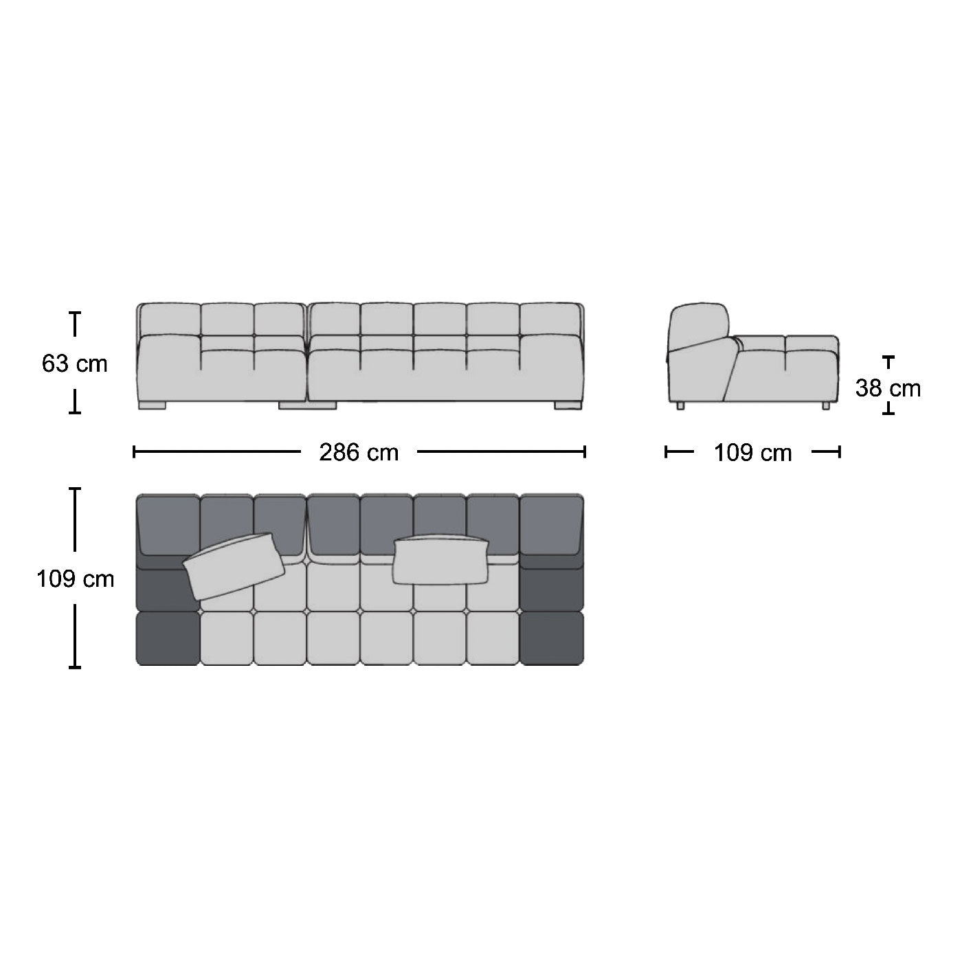 Tufty 3-Seater Sofa