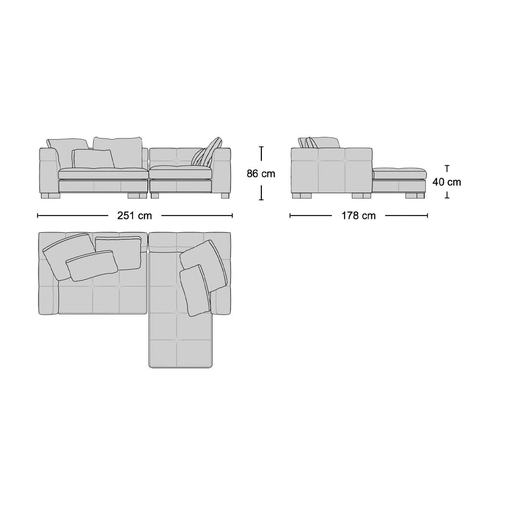 Portman 2-Seater Sofa with Chaise