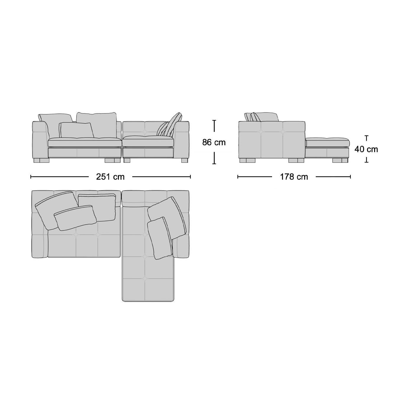 Portman 2-Seater Sofa with Chaise