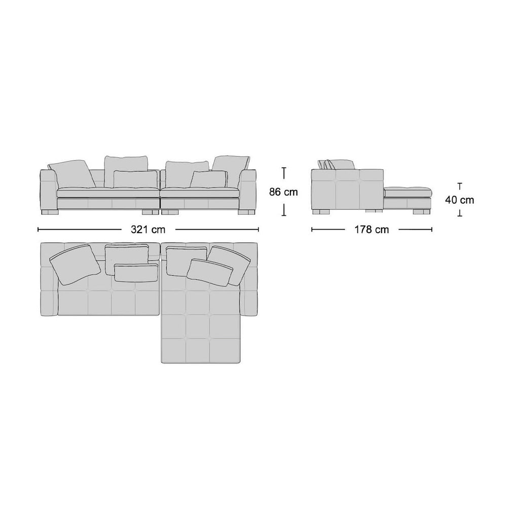 Portman 3-Seater Sofa with Large Chaise