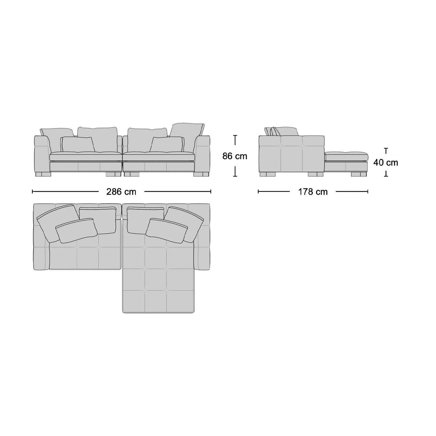 Portman 2-Seater Sofa with Large Chaise