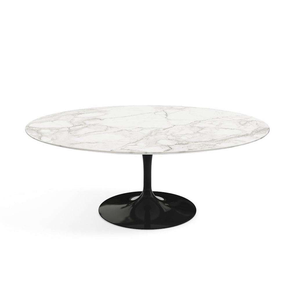 Oval Pedestal Coffee Table - Marble Top