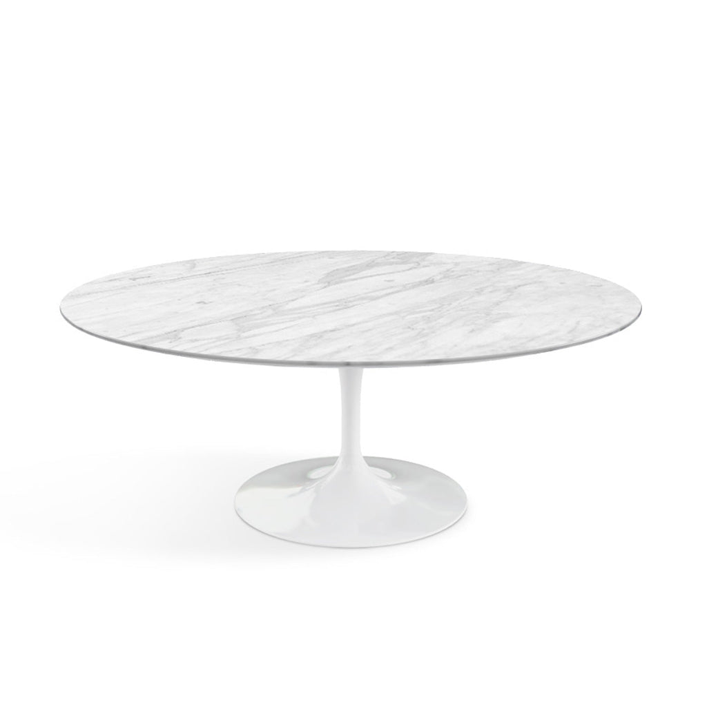 Oval Pedestal Coffee Table - Marble Top
