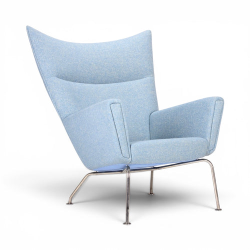 CH445 Lounge Chair in Light Blue fabric - Hans Wegner Inspired | Modern Approach