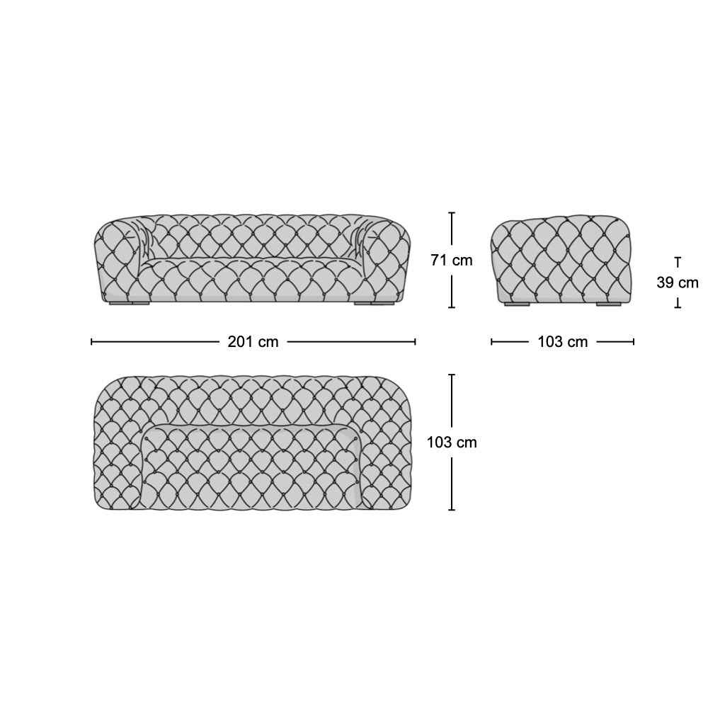 Chester Moon 2-Seater Sofa