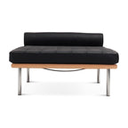 Barna Daybed Black Leather with Natural Ashwood front view