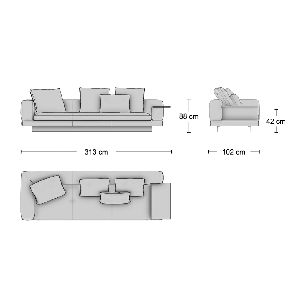 Camden 3-Seater Sofa with Flap Table